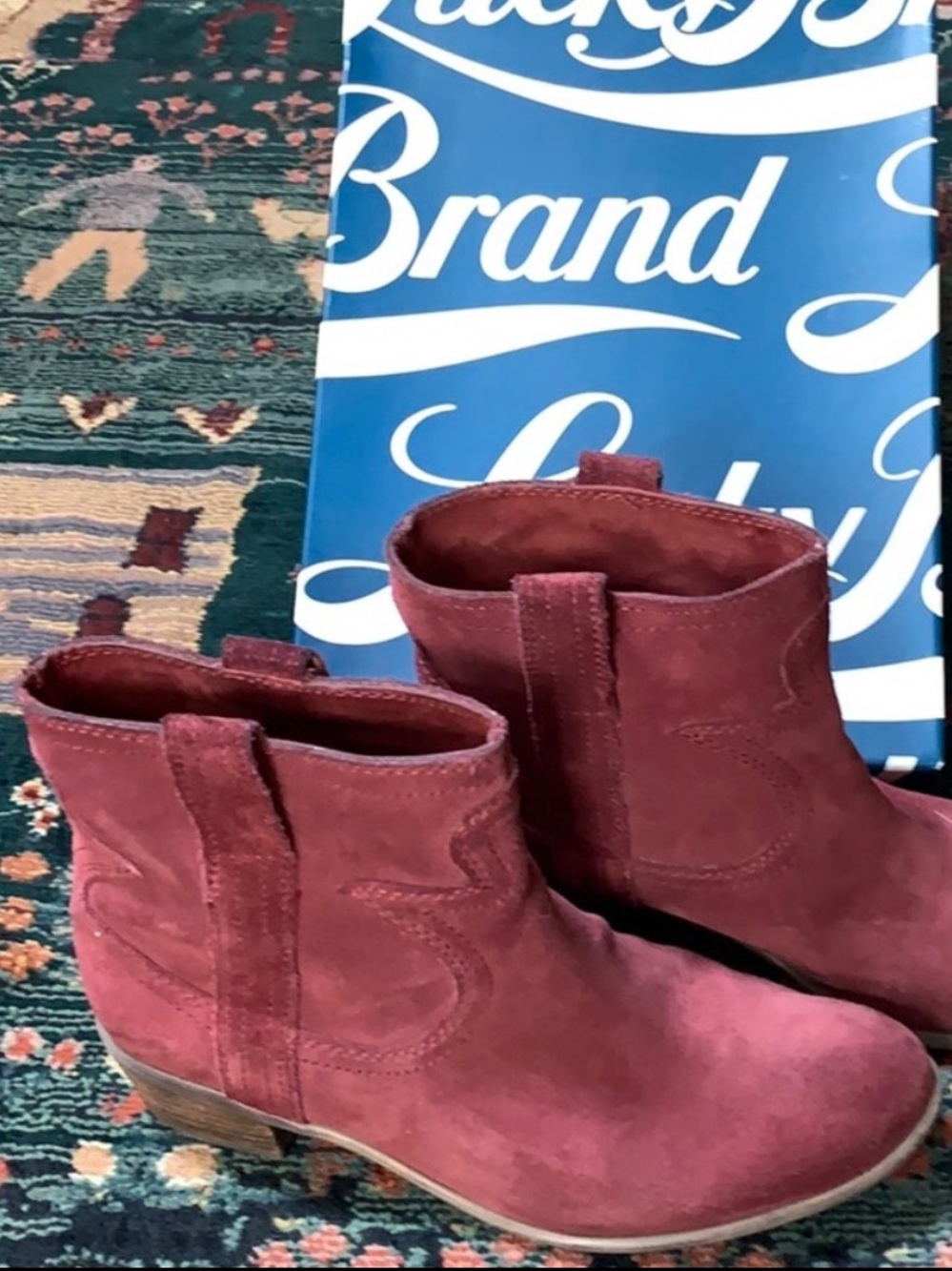 Boho LUCKY BRAND Boots Booties Suede Leather Wine Red Size 7.5